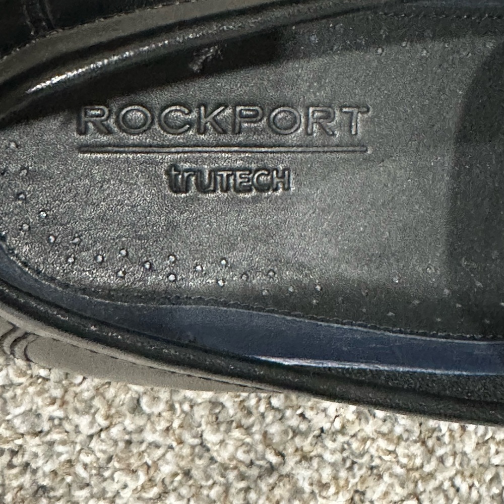 Men's Rockport Whitley Loafer Black 10 Wide Dress Shoes Trutech Leather Slip on - Picture 9 of 10